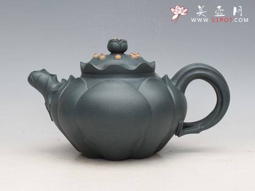 紫砂壶图片：荷花 原矿民国绿泥... - 美壶网
