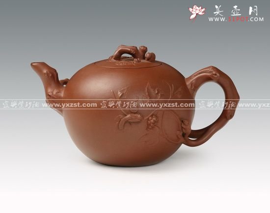 紫砂壶图片：松鼠葡萄壶 拷贝 - 美壶网