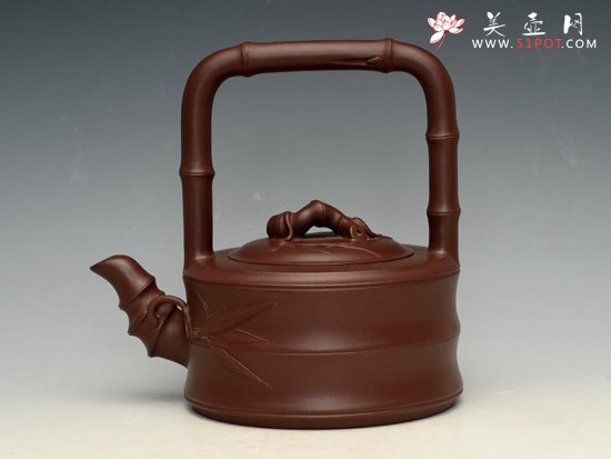 紫砂壶图片：圆竹节提梁 - 美壶网