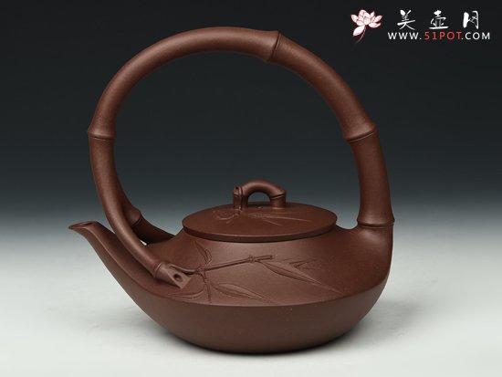 紫砂壶图片：雀竹提梁 - 美壶网
