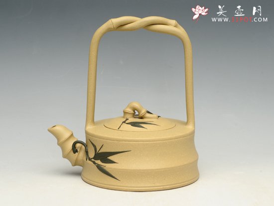 紫砂壶图片：竹节提梁（段泥） - 美壶网
