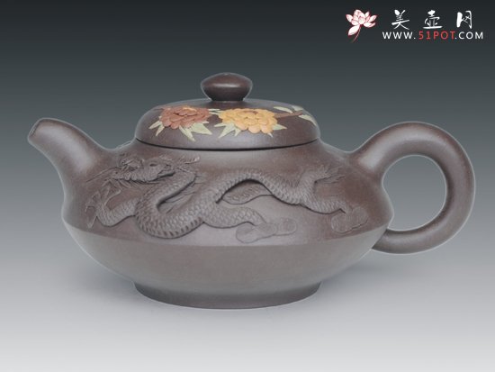 紫砂壶图片：堆龙合欢 - 美壶网