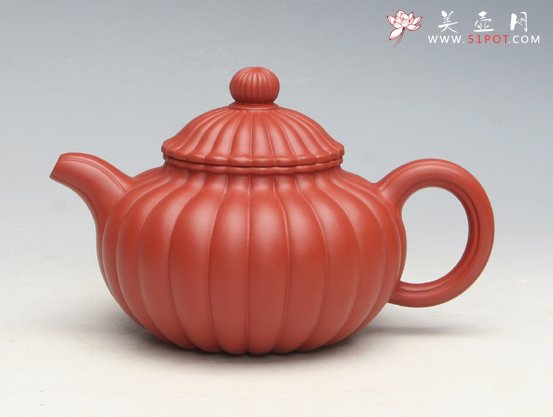 紫砂壶图片：朱泥菊花壶 副本 - 美壶网