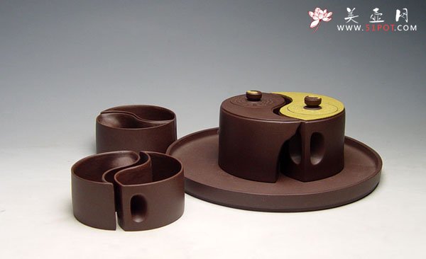 紫砂壶图片：阴阳太极套具 - 美壶网