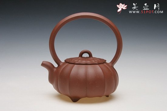 紫砂壶图片：菱花提梁 - 美壶网