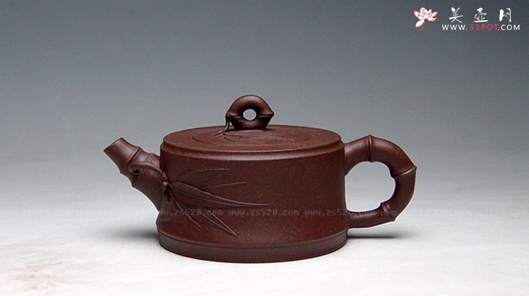 紫砂壶图片：《竹趣》紫泥，1800cc - 美壶网