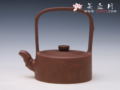 紫砂壶图片：扁竹提梁 - 美壶网