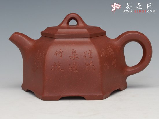 紫砂壶图片：六方井栏壶（程艳 ... - 美壶网