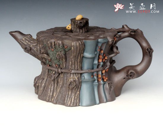 紫砂壶图片：束柴三友  2800cc - 美壶网