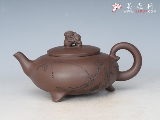 紫砂壶图片：三足狮鼎 - 美壶网