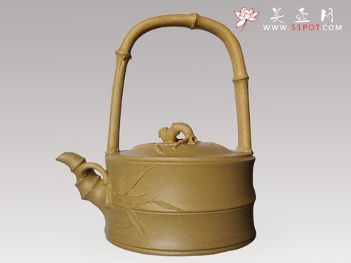 紫砂壶图片：竹段提梁 - 美壶网