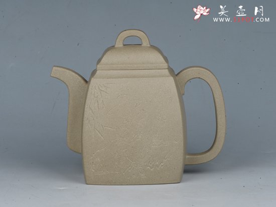 紫砂壶图片：汉方 容量：350cc 泥料：本山绿泥 - 美壶网