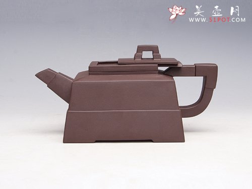 紫砂壶图片：四方抽盖 原矿紫泥... - 美壶网