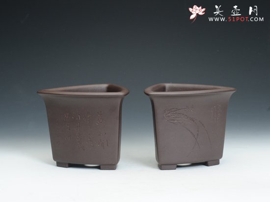 紫砂壶图片：三脚盆（全手工） - 美壶网