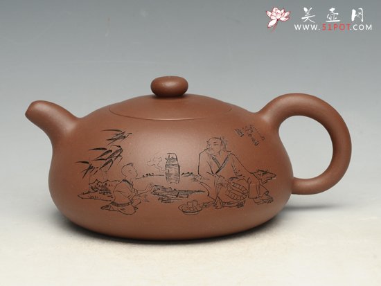 紫砂壶图片：半月   泥料：原矿老紫泥  容量：400cc - 美壶网