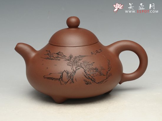 紫砂壶图片：三足玉乳     泥料：原矿清水泥  容量：400cc - 美壶网