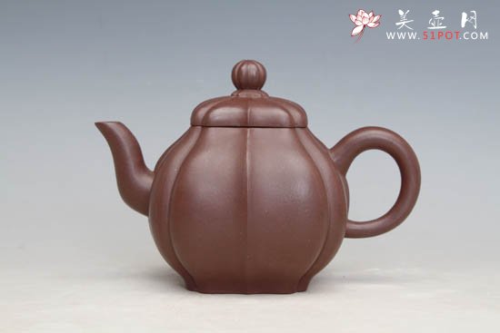 紫砂壶图片：四方菱花(紫泥) - 美壶网