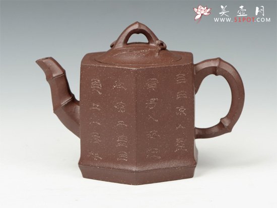 紫砂壶图片：六方竹韵 - 美壶网