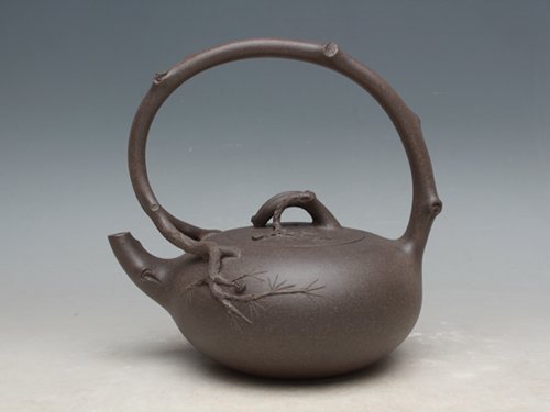 徐海斌紫砂壶 松节提梁 