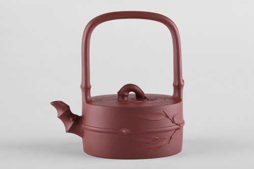 钱午生紫砂壶 竹段提梁 