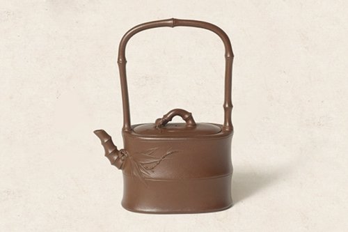 丁俊宏紫砂壶 腰圆竹段（小款） 