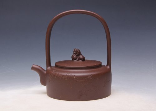赵霞紫砂壶 玉柱提梁 