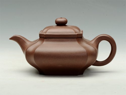 任祁英紫砂壶 四方抽角 