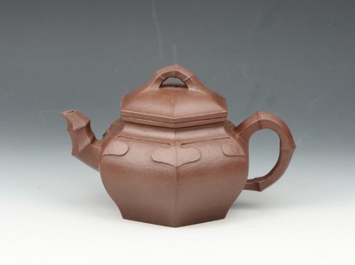 邵慧琴紫砂壶 六方竹节如意 450cc 原矿老紫泥 