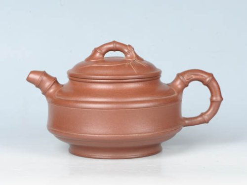 周庚大紫砂壶 双线竹鼓 