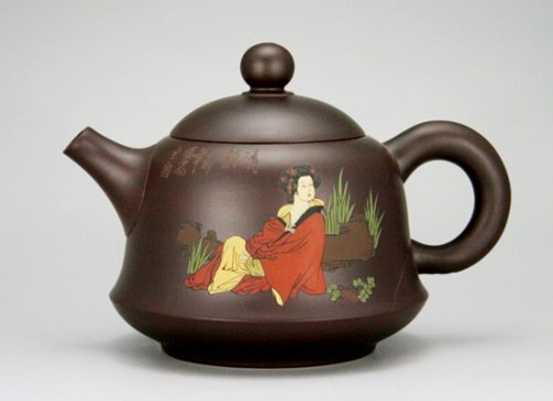 陈正初紫砂壶 彩绘金钟280cc 