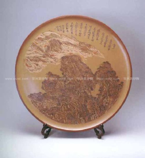 毛国强紫砂壶 唐人诗意挂盘 