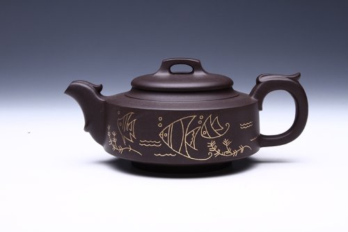 朱萍萍紫砂壶 镶金清心壶 朱萍萍制作 朱建伟监制 