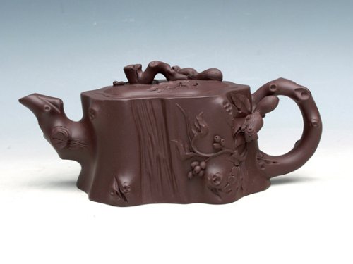 吴军虎紫砂壶 松鼠葡萄桩壶 