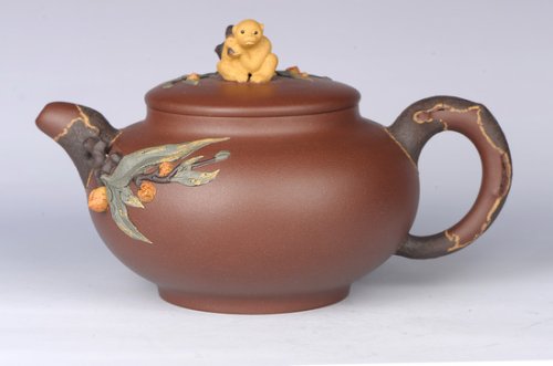 周可明紫砂壶 灵猴献桃12 
