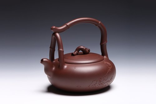 周宇杰紫砂壶 敬竹提梁 