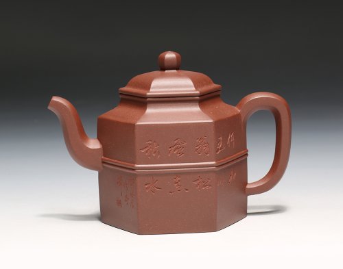 陈依群紫砂壶 六方双线 