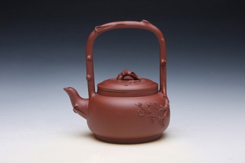 闵华萍紫砂壶 寒梅提梁 