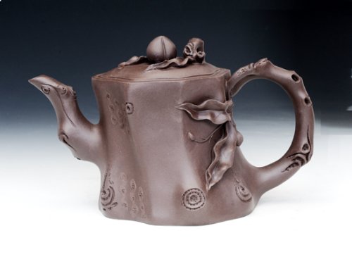 邵文紫砂壶 寿桃梅桩 