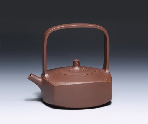 殷惠娟紫砂壶 紫玉金砂提梁 