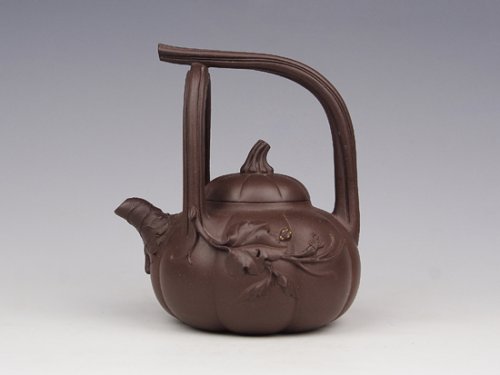 潘月初紫砂壶 南瓜提梁 