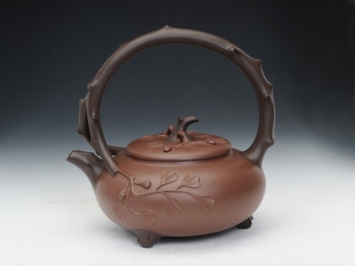 崔允杰紫砂壶 银杏提梁 