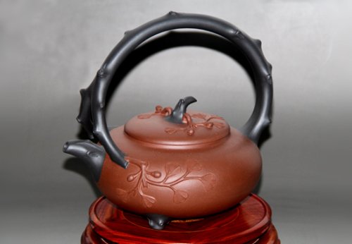 张芳紫砂壶 寒梅提梁 