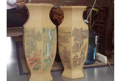 孙洪林紫砂壶 六方鱼尾瓶 