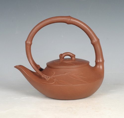 宋亚萍紫砂壶 竹节提梁 