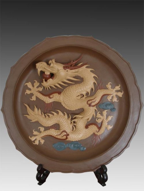 杨俊紫砂壶 浮龙挂盘 