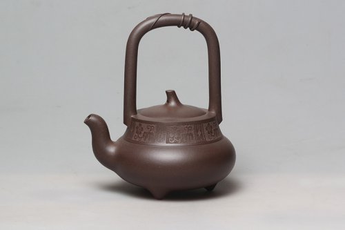赵阳紫砂壶 北瓜提梁 