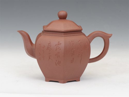 周建芬紫砂壶 六方笑樱 