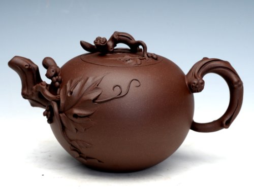 冯文娟紫砂壶 松鼠葡萄  泥料：原矿紫砂泥 