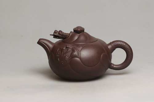 顾焕华紫砂壶 鱼化龙 