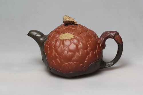 钱建生紫砂壶 牡丹壶 